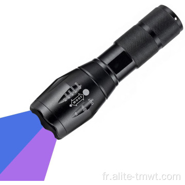 365 nm et 395 nm 2 en 1 lampe de poche ultraviolette de la lumière noire